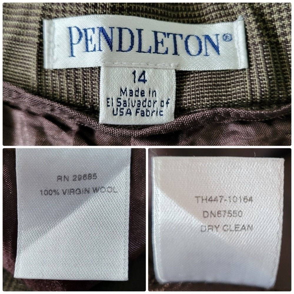 Vtg Pendleton Virgin Wool Straight Leg Lined Dress Pants Trousers Size 14 Olive - Picture 7 of 10